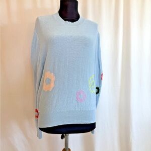 27 Miles Blue Floral Sweater - Size Medium